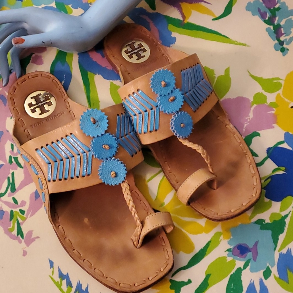 Tori burch sandals slides flats Sz 6.5